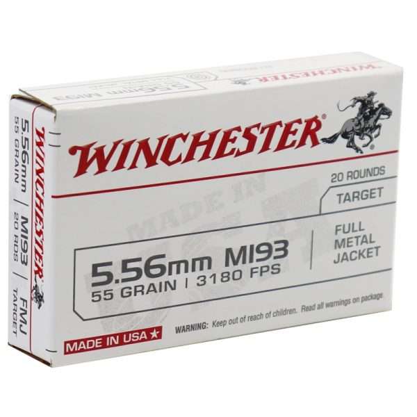 Winchester USA Ammunition 5.56x45mm NATO 55 Grain M193 Full Metal Jacket Value Pack